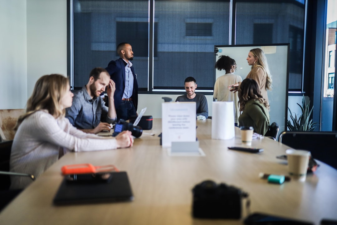 Team collaborating in a modern office